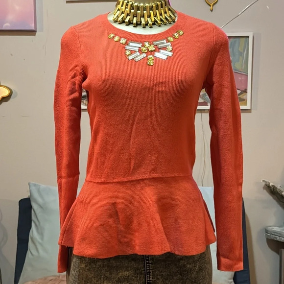 "Banana Republic Small Peplum Sweater with Front Embellishments" - Picture 2 of 11